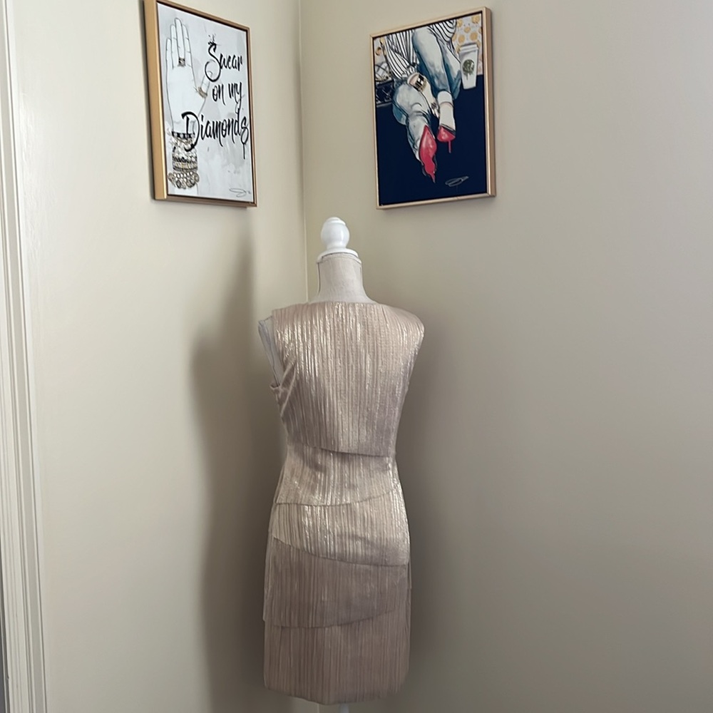 Alex Marie Elegant Gold Sleeveless Dress - Picture 8 of 15